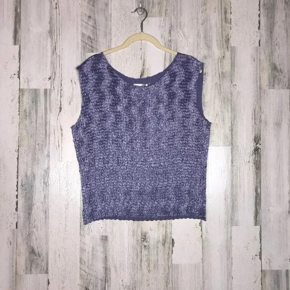 RAFAEL lavender crinkle scrunch popcorn shell top size M - Picture 2 of 5
